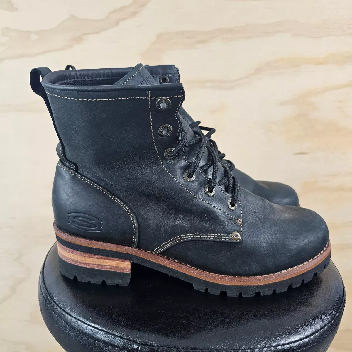 Skechers Laramie 2 Engineer Boots Womens 11 Black Heavy Duty Work Shoes 47808