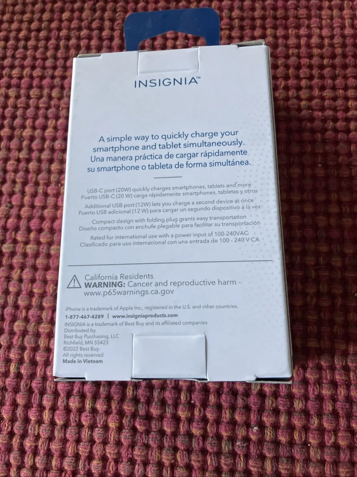 Insignia 32 Вт двойной порт настенное зарядное устройство для смартфонов планшетов iPhone Samsung LG - Изображение 2 из 4