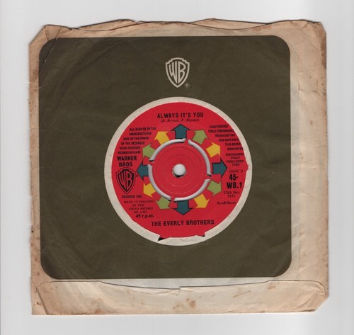 EVERLY BROTHERS - 'Cathy's Clown' 7" 45rpm WB Records VG/G 1960 (45-WB.1) - Picture 2 of 4