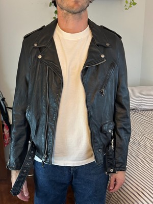 Schott Vintage Leather Motorcycle Jacket, Size Large