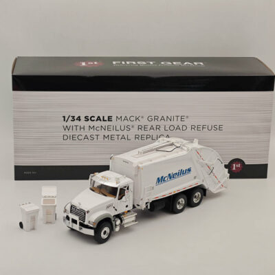 1/34 FIRST GEAR Mack Granite W/McNeilus Rear Load Refuse Body with Trash Carts