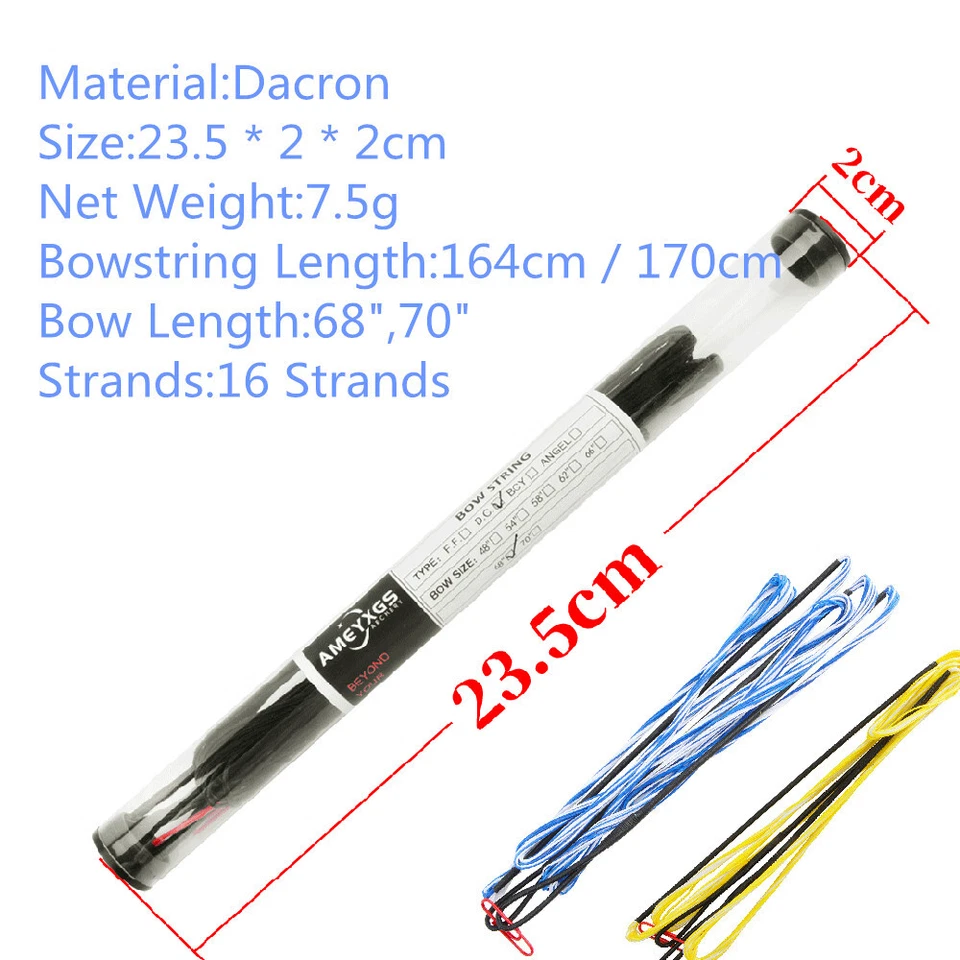 68" 70" Recurve Bow String 16 Strands Archery Bowstring Handmade Dacron Hunting - Image 4 of 4