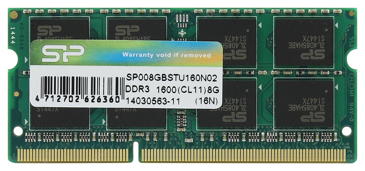 メモリー SiliconPower PC3-12800 DDR3-1600 SO.DIMM Silicon Power 8GB PC3-12800 1600MHz DDR3 SO-DIMM