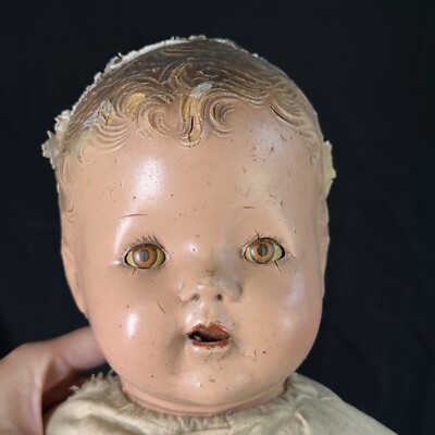 Antique 1930's Bisque Baby Doll 22” Cloth Body Sleepy Eyes | eBay