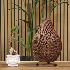 Rattan Tischlampe - dunkelbraun - H: 39 cm, L: 24 cm - nagelneu & verpackt