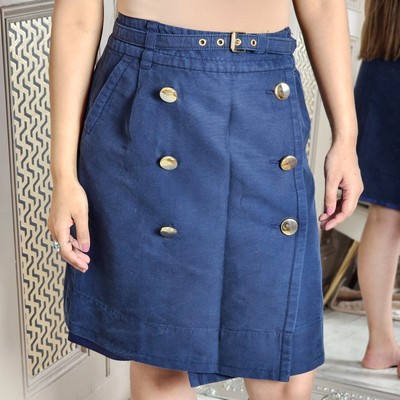 Marc by Marc Jacobs Midi-Minirock blau Gürtel Knie kurz 265 £ Größe 4 UK 10 12