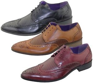 MENS LEATHER SMART OFFICE WEDDING SHOES SUEDE FORMAL CASUAL PARTY BROGUE SHOES