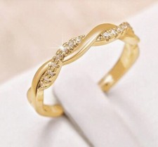 18K Gold plated new ring twist stacking delicate ring  diamantes sale all sizes