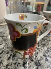 Konitz Groovy Flowers Floral Slate Board Coffee Tea Mug Cup Germany New