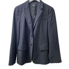 TALBOTS Womens Blazer Size 12 Petite Black All Season Wool Blend Jacket