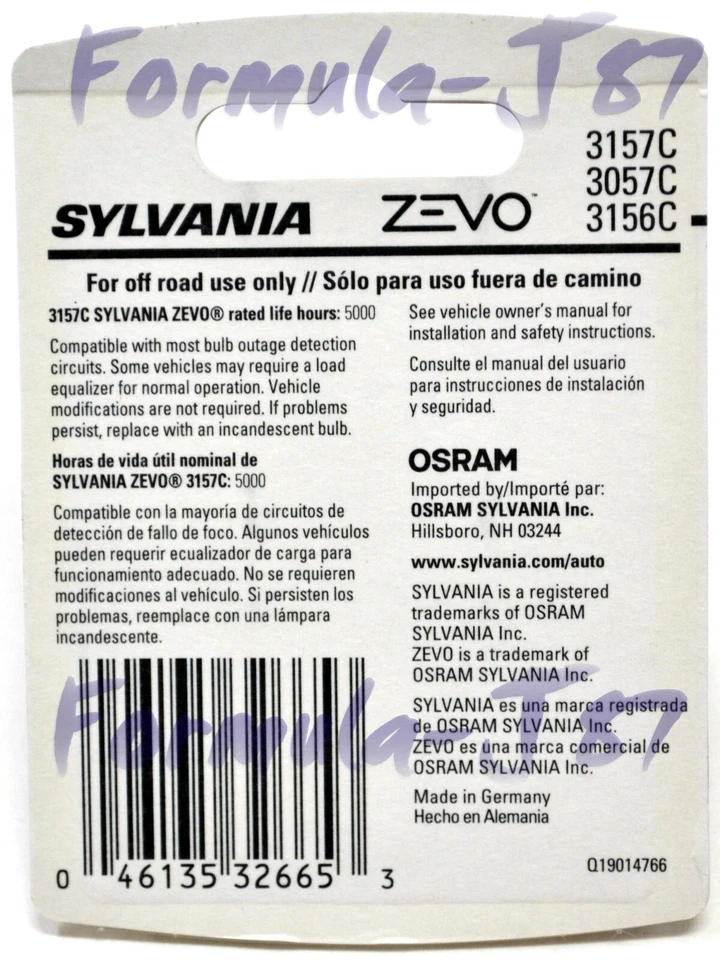Sylvania ZEVO LED Light 3156C White 6000K Two Bulb Back Up Reverse Replace EO - Image 3 of 4