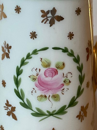 FRANCE Singer LIMOGES tete-a-tete Goldrand Paint Main Blumenmotiv Moccakanne - Bild 8 von 14