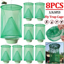 4/8Pc Ranch Fly Trap Bag Reusable Catcher Killer Cage Net Pest Bug Hanging Catch