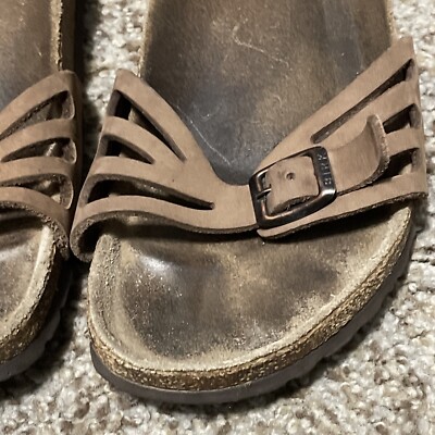 Birkenstock Bali Soft Footbed Brown Leather Sandal Shoes Women