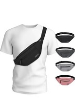 Large Crossbody Black 4 Zipper Pockets Large Fanny Pack 4 Zipper Pockets 