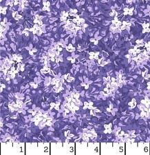 Cotton Lilac Lane Flowers Purple Floral Packed Fabric Print by Yard D134.16