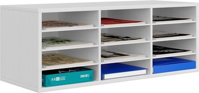 EasyPAG 12 Fächer Holz A4 Büro Schreibtisch Organizer Dokumentenhalter - Weiß