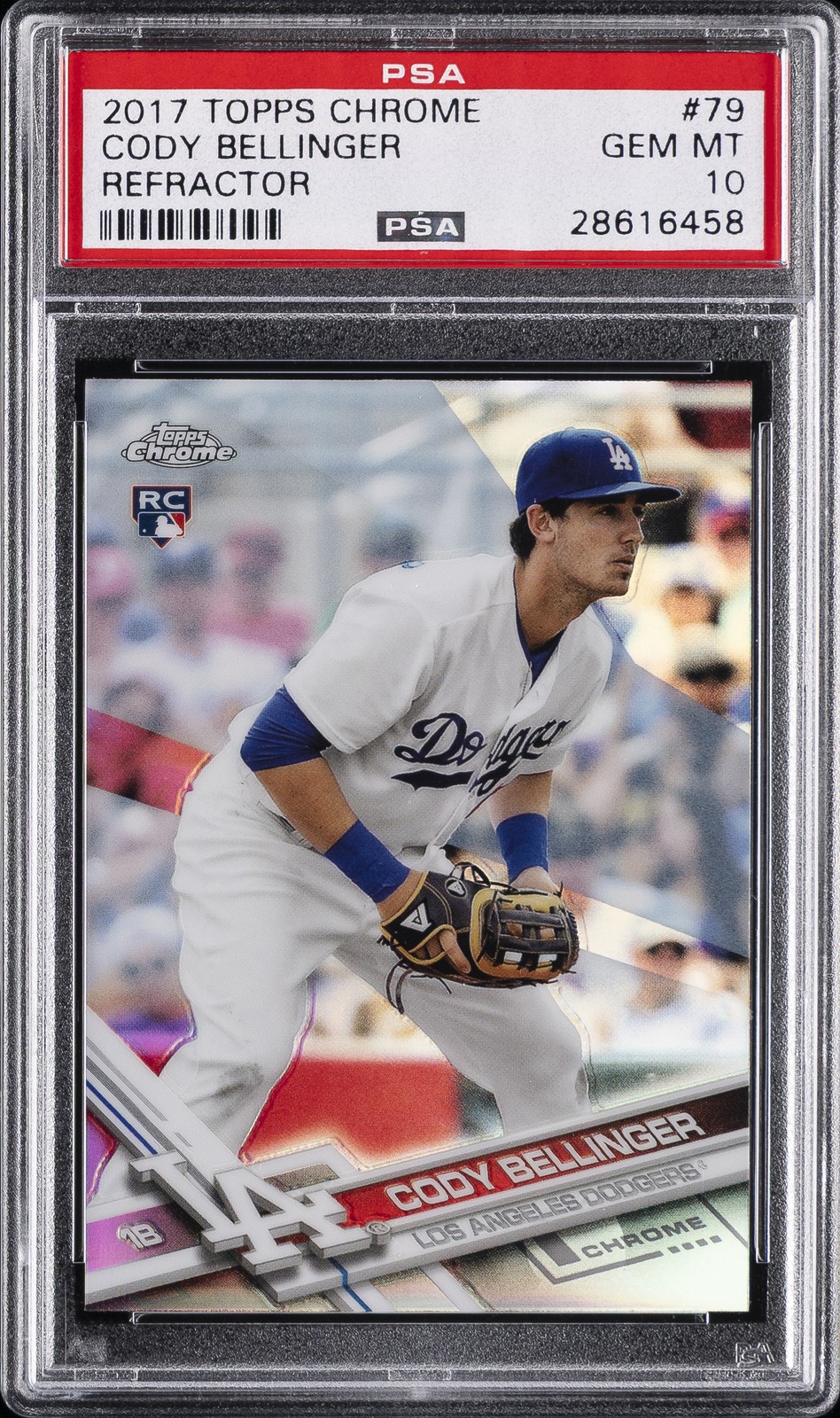2017 TOPPS CHROME REFRACTOR #79 CODY BELLINGER ROOKIE RC PSA 10