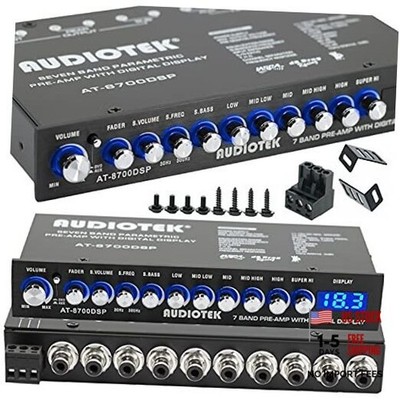 Audiotek 8700DSP 1/2 Din 7 Band Car Audio Equalizer EQ Front, Rear + Sub