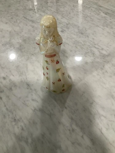 Fenton Art Glass 95th Anniv Girl Holding Teddy Figurine Hand Painted & Signed