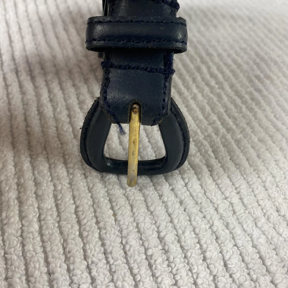 Cinturón Ralph Lauren Mujer Mediano Azul Marino Cuero Genuino Hebilla Dorada RL Clásico Foto 2 de 4