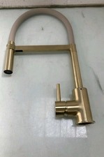 Brass Gold Kitchen Tap Single Lever Flexible High Arc Spout Deck Mount 1 Hole