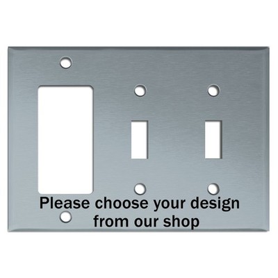 Single Rocker GFI w Twin Toggle Switch Combo Plate Cover, Print on Demand RTT3C