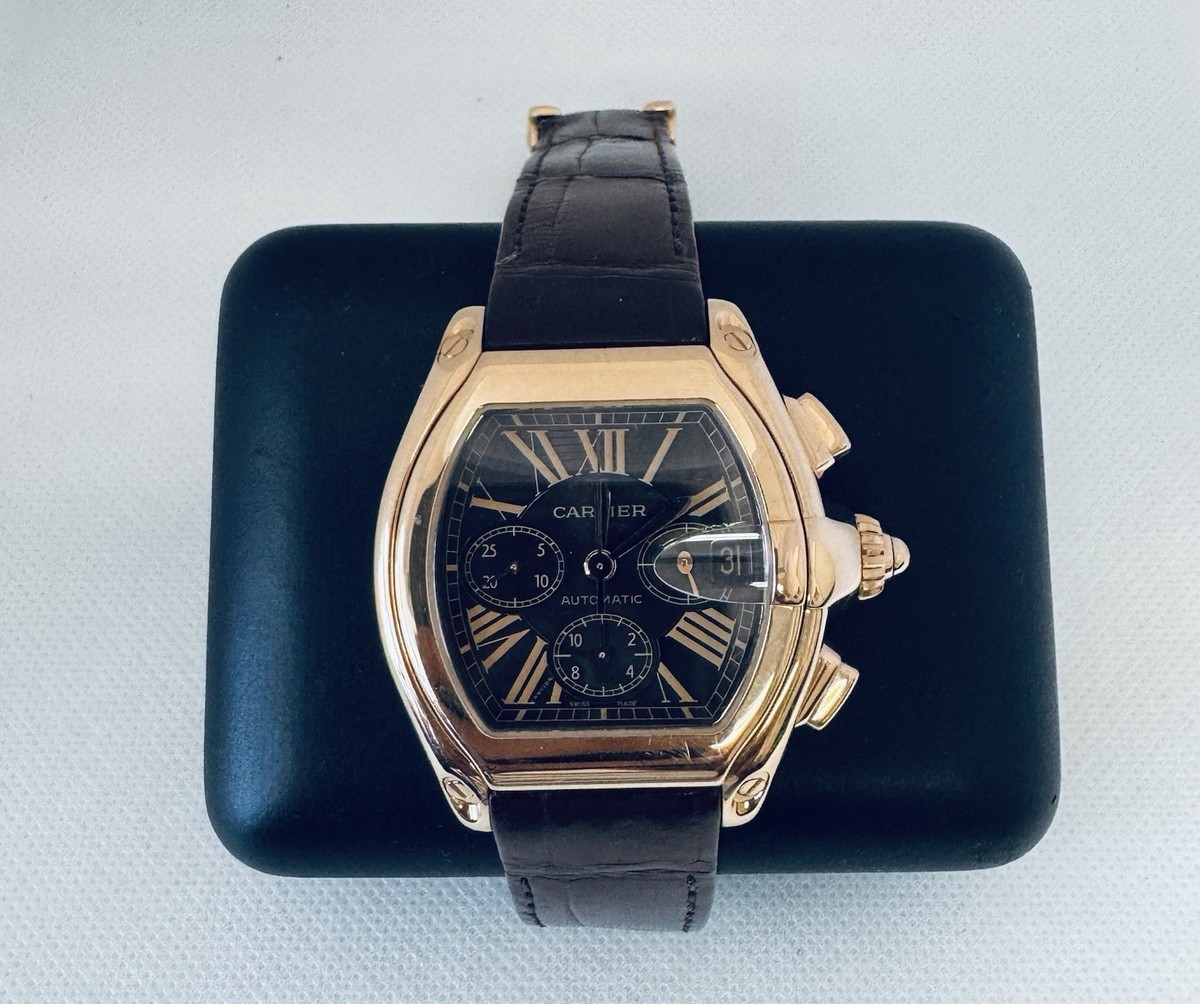 Cartier Roadster Chronograph XL 18k Rose Gold Mens Watch 2848