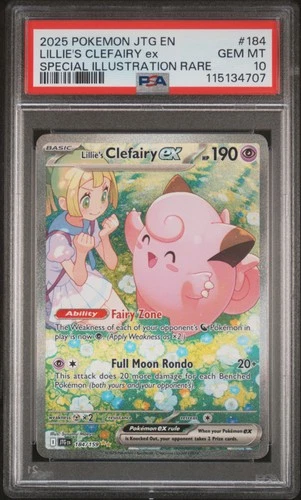 2025 POKEMON JTG EN-JOURNEY TOGETHER #184 LILLIE'S CLEFAIRY EX PSA 10