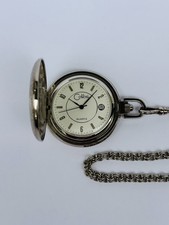 Vintage Colibri Pocket Watch W/date Silver Tone Quartz Swiss Parts Thailand Movt