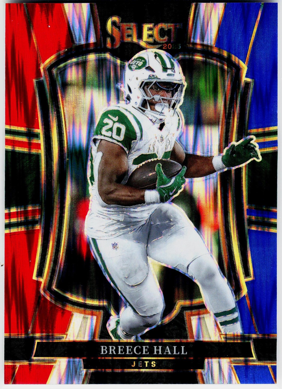 2025 Panini Select #175 Breece Hall Black and Blue Prizm Shock