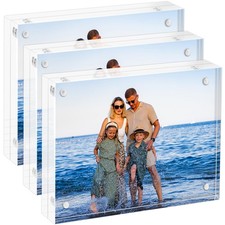 Acrylic Picture Frame 3 Pack, 6x8 Photo Frames , 20 Thicker Block Clear Pict...
