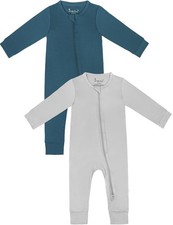 Baby Romper Boys Girls Pajamas 2-Way Zipper Footless Unisex Long Sleeve Sleep...