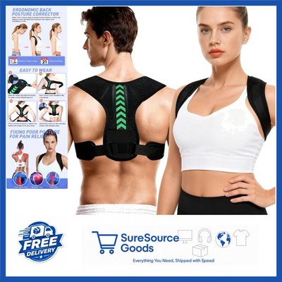 Black Adjustable Posture Corrector for Back Support and Pain Relief for Adults