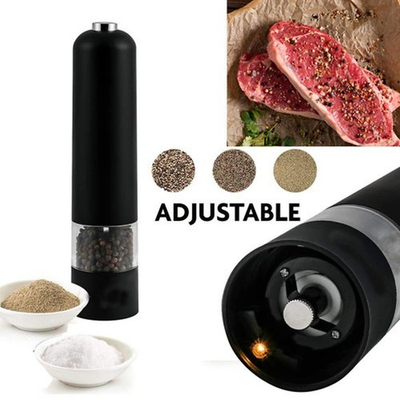 #ad #ad Black Electric Salt and Pepper Mill Grinder Adjustable Mill Shaker Light Up LED $6.19