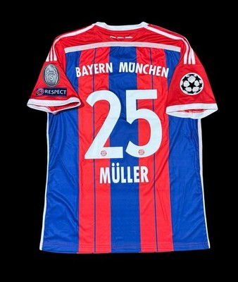Thomas Müller #25 Bayern Munich Home Jersey XL   Red/Blue UCL Patches