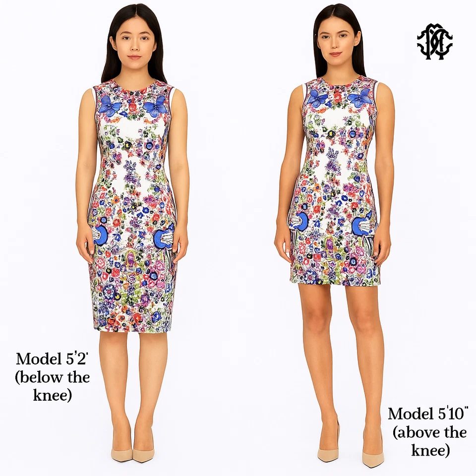 Vestido Vaina Roberto Cavalli Blanco Floral - Nuevo con Etiquetas | Talla EU 38 (US 4–6) 🇮🇹 Foto 2 de 4