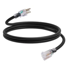 6 Ft Outdoor Extension Cord, 12/3 SJTW Heavy Duty Waterproof Power Cable, 3 P...