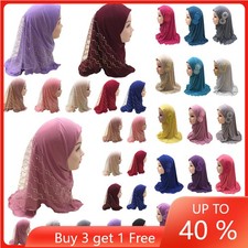 Amira Kids Girls Hijab Scarf Muslim One Piece Khimar Turban Headscarf Wrap 2-6Y