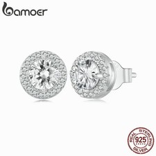 925 Sterling Silver Halo CZ Heart Stud Earrings for Couples, Hypoallergenic