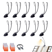 6 Pack LED Music Stand Lights Clip On USB-C AAA 3 Color Adjustable Lamps