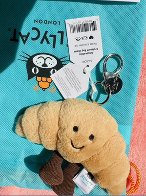 Jellycat Amuseable Croissant Bag Charm – Cute Plush Doll Keychain