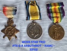 1914 Star Trio Mons Star BWM & Victory Medal WW1 PTE Arbuthnot