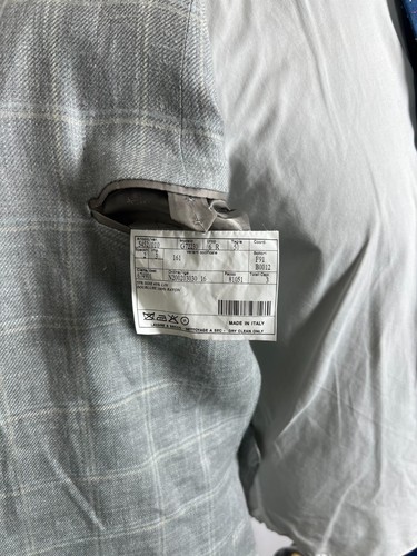 Belvest Men's Grey Plaid Hand Made Half Lined Silk Linen Blazer Jacket Size 40R - Picture 8 of 10
