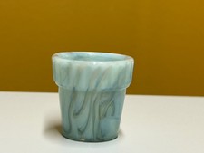 Braun & Corwin Akro Agate | True Thumb Pot  1 1/4 Inches Grey Blue Slag Glass