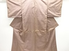 7513587: JAPANESE KIMONO / ANTIQUE KIMONO / SILK / FUSHI TSUMUGI / WOVEN STRIPE