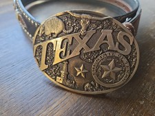 Vintage Montana Silversmith The State Of Texas Belt Buckle With Belt 32 T13