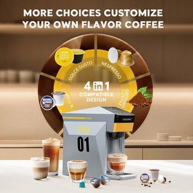 19Bar 4 in 1 Compatible with DG Nes K-cup powder  Cafeteria Coffee Maker