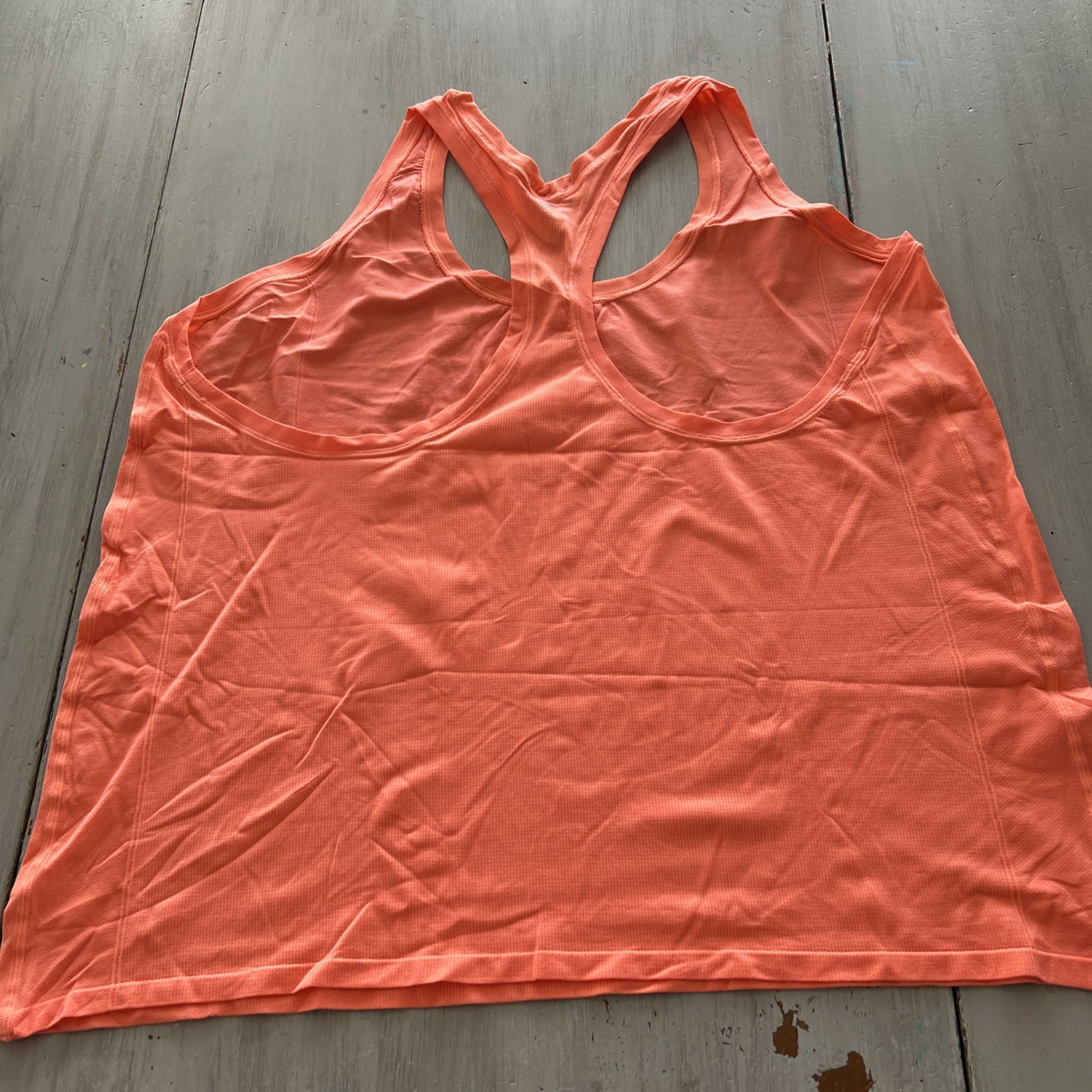 Fabletics Coral Orange Feather Tech Racerback Tan… - image 5