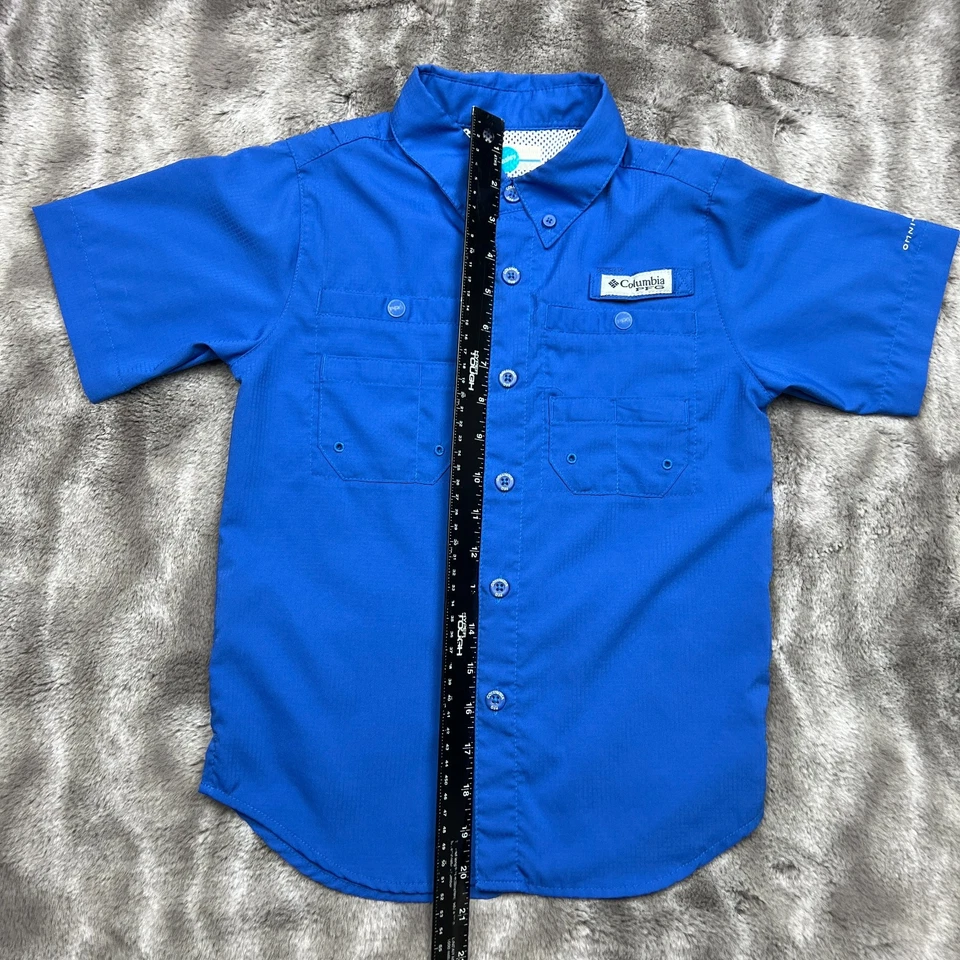 Columbia PFG Shirt Boys Small Blue Button Up Fishing Outdoors Vented Omni-Shade - Image 3 of 4